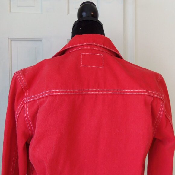 Hudson Jeans Lola Red Denim Cropped Trucker Jacket sz XS - Picture 8 of 13